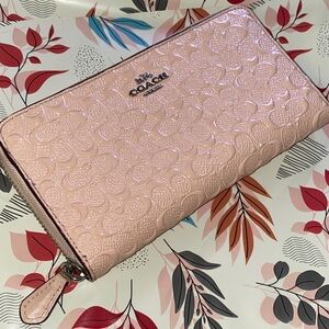 Coach Light Pink Embossed Wallet